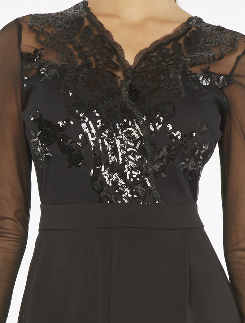 Combinaison buste motif en sequins - noir - 5