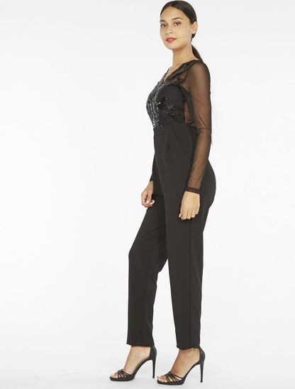 Combinaison buste motif en sequins - noir - 6