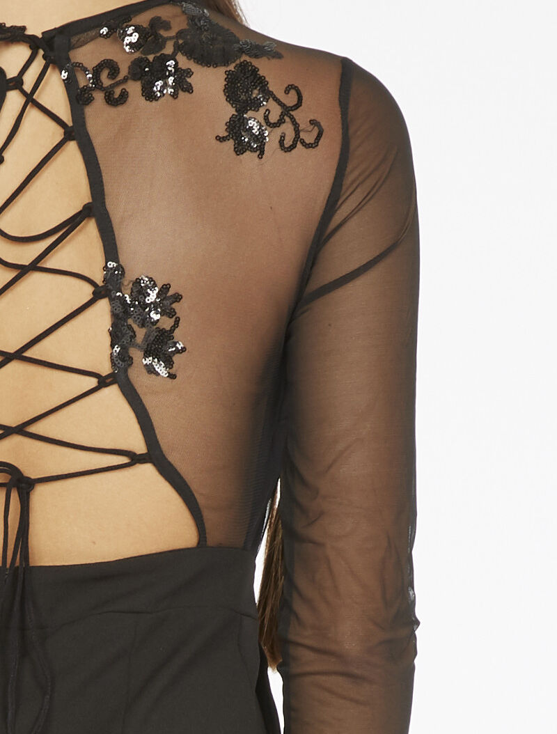 Combinaison buste motif en sequins - noir - 7