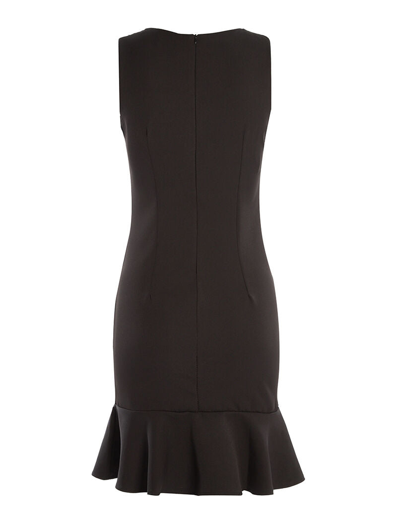 Robe décolleté en dentelle perlé - noir - 2