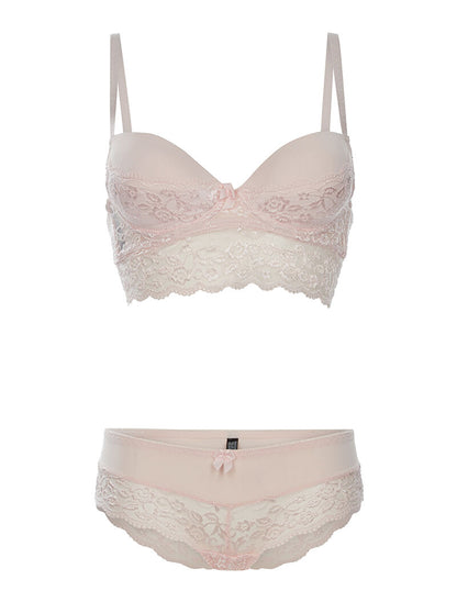 Ensemble SG et culotte dentelle - rose orange - 1