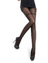 Collants jarretière fleurie - noir - 1
