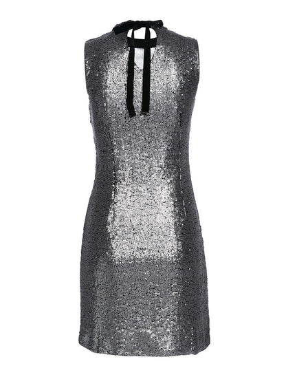 Robe de soirée ornée de sequins - argent - 2
