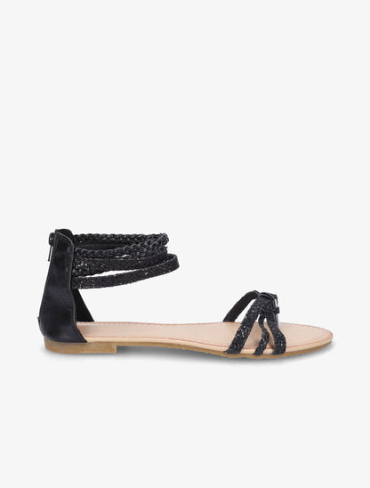 Nu - pieds tressés pailletés noir - 5