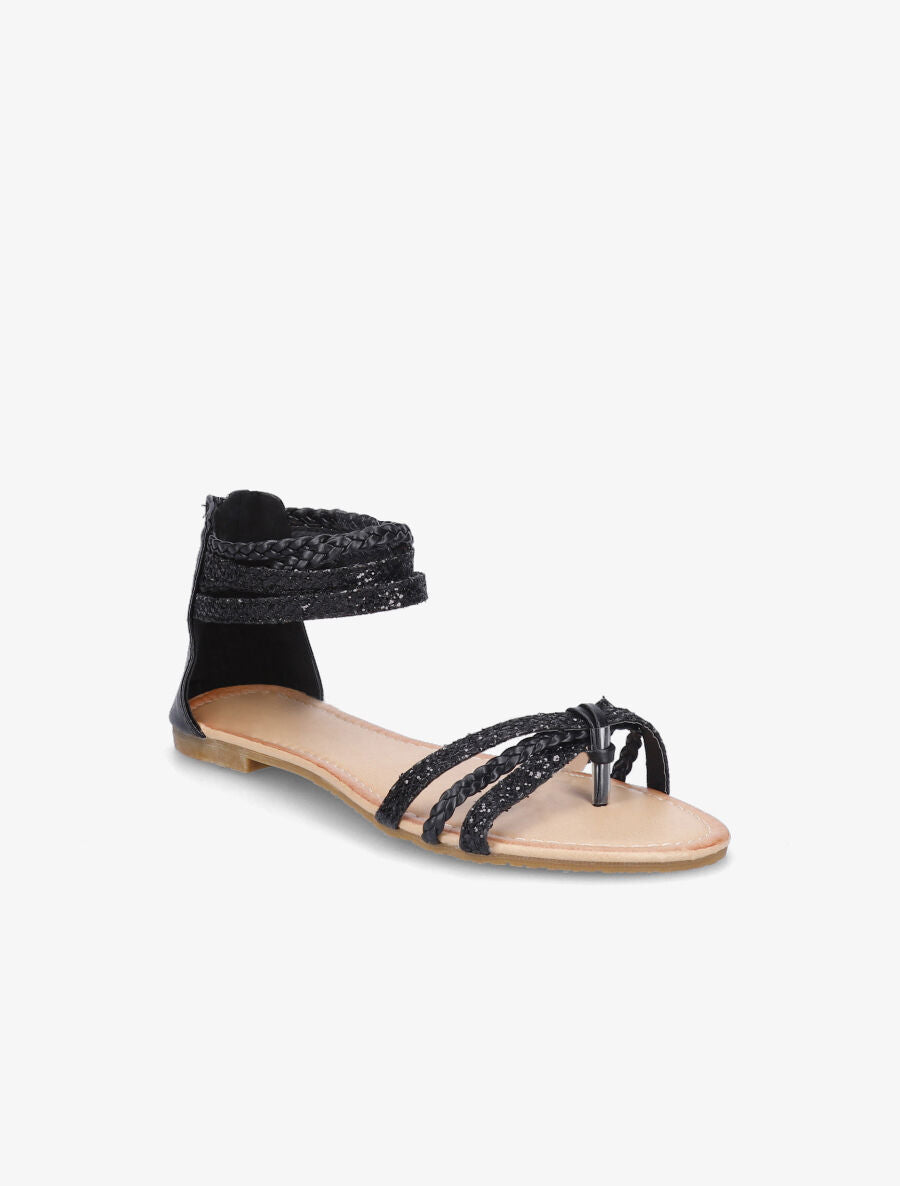 Nu - pieds tressés pailletés noir - 3