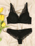 Ensemble en dentelle à motifs fleuris - Noir - 4