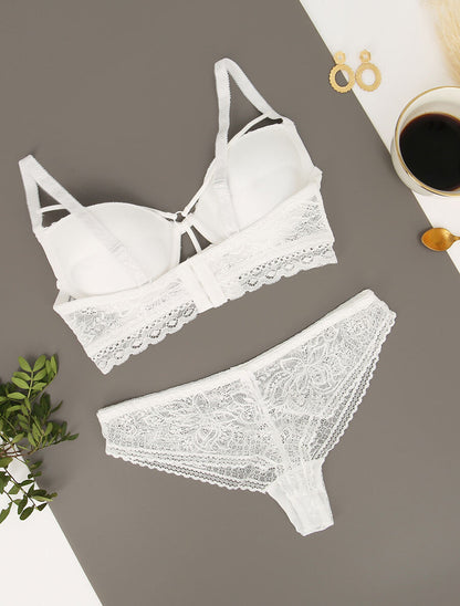 Ensemble à bords dentelle et lace out - Blanc - 2