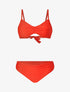 Bikini satiné et plissé - Corail - 1