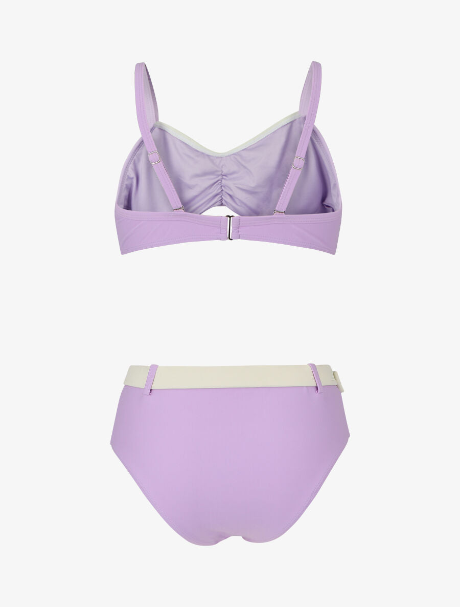 Bikini brassière et culotte montante ceinturée - Lilas - 2