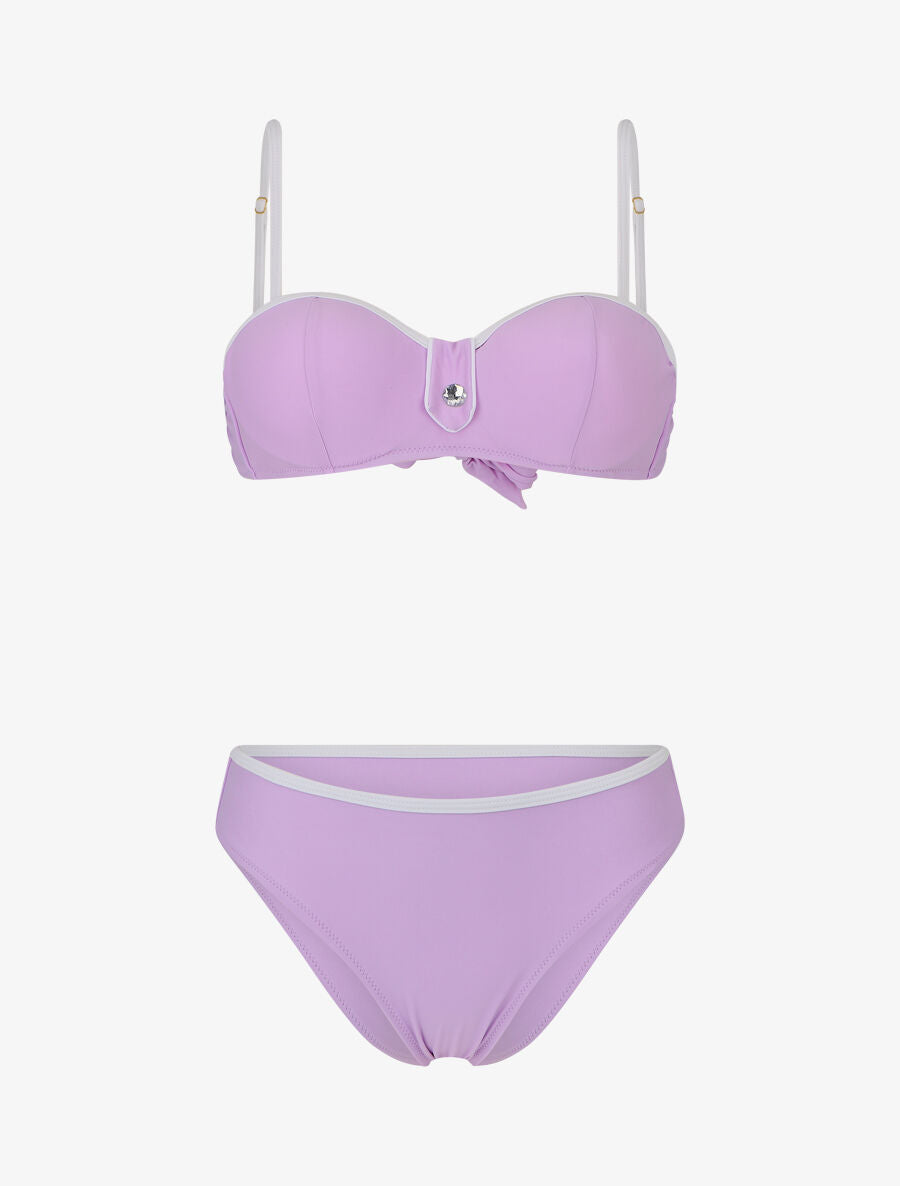 Bikini à détail strass et chouchou - Lilas - 5