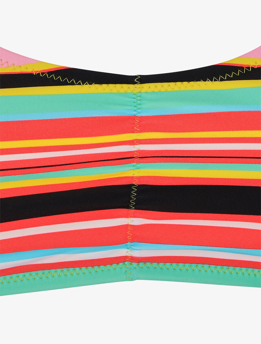 Bikini rayé à brassière et culotte montante - Orange - 4