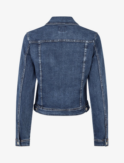 Veste en jean coupe droite col à pied - Bleu