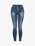 Jeans skinny délavé à fermeture boutonnée - Bleu denim - 1