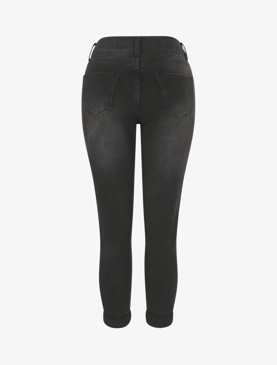 Jean à revers coupe mom fit - Noir - 2