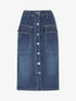 Jupe en jean mi-longue droite à poches - Bleu - 4