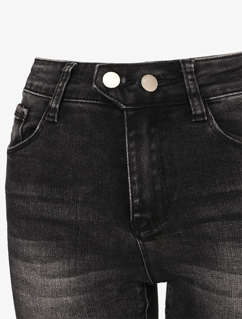 Jeans skinny délavé à 2 boutons - Gris foncé - 3