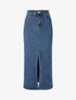 Jupe longue en jean coupe droite - Bleu denim - 1