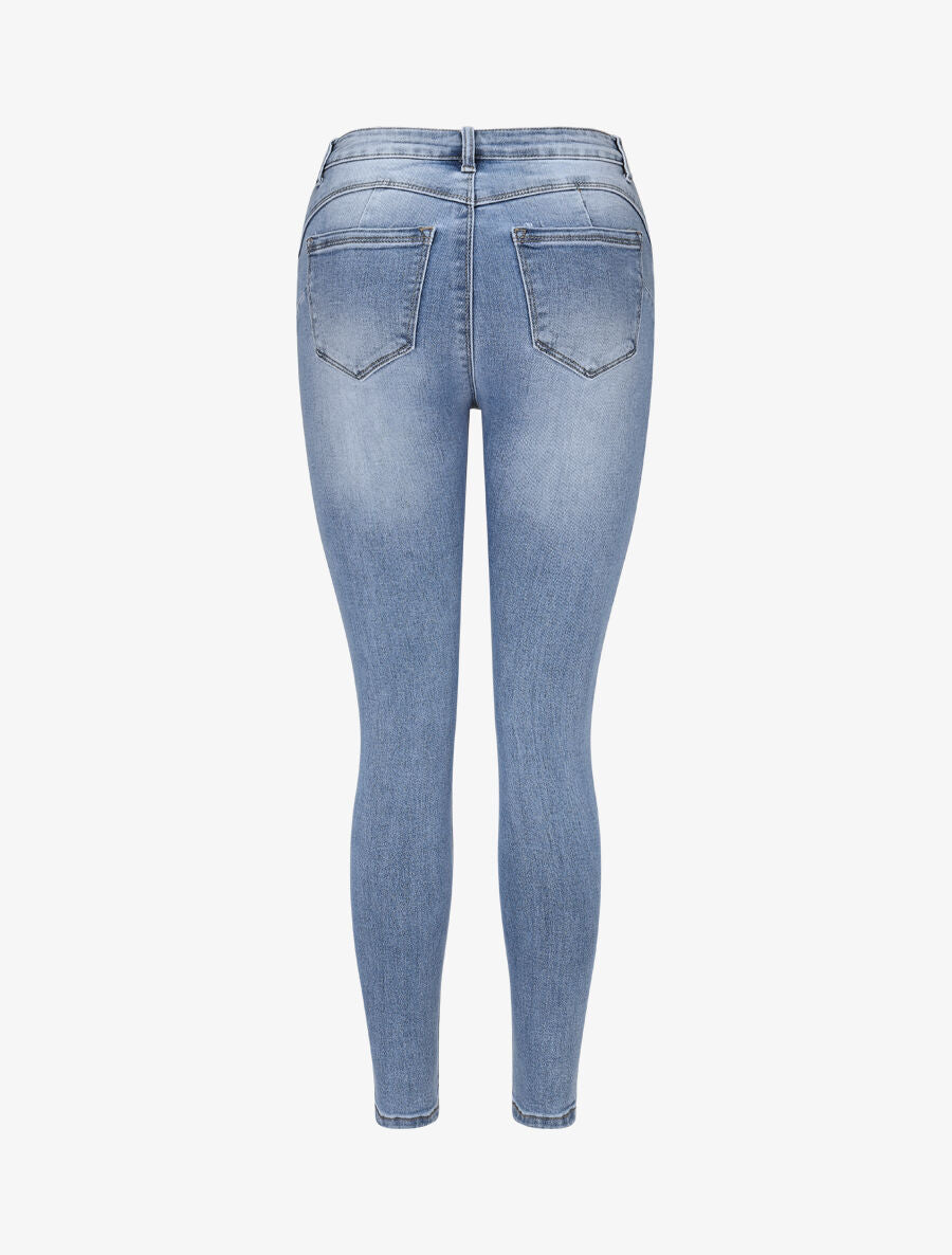 Jean push up et délavé coupe skinny - Bleu - 2