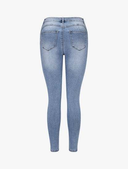 Jean push up et délavé coupe skinny - Bleu - 2