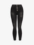 Jean skinny boutonné à taille haute et déchirures - Noir - 1