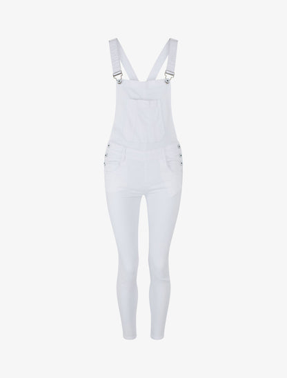Salopette taille basse coupe skinny - Blanc - 1