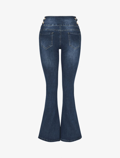Jean push up à taille haute coupe bootcut - Bleu - 2