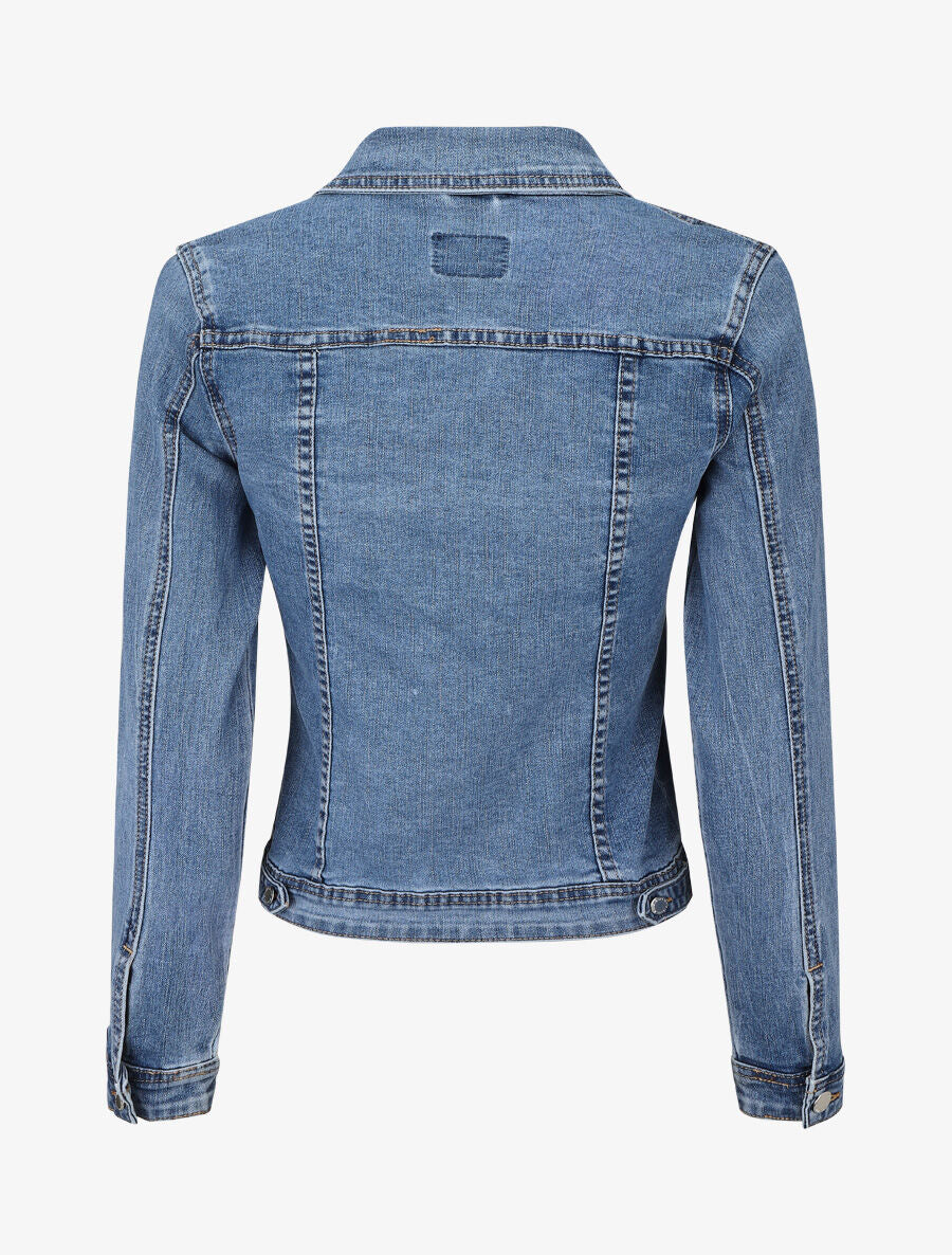 Veste courte en jean coupe ajustée - Bleu - 2