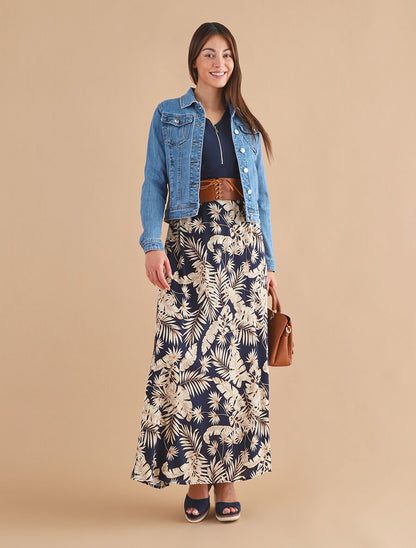 Veste courte en jean coupe ajustée - Bleu - 4