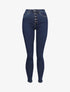 Jean skinny taille haute à fermeture boutonnée - Bleu foncé - 4