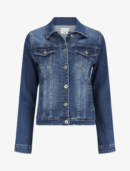 Veste en jean droite délavée - Bleu denim - 1