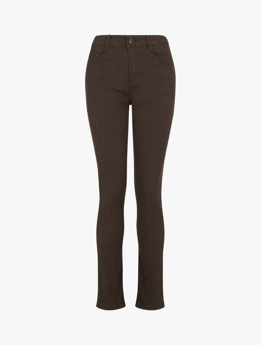 Jean slim push-up basique - Marron - 1