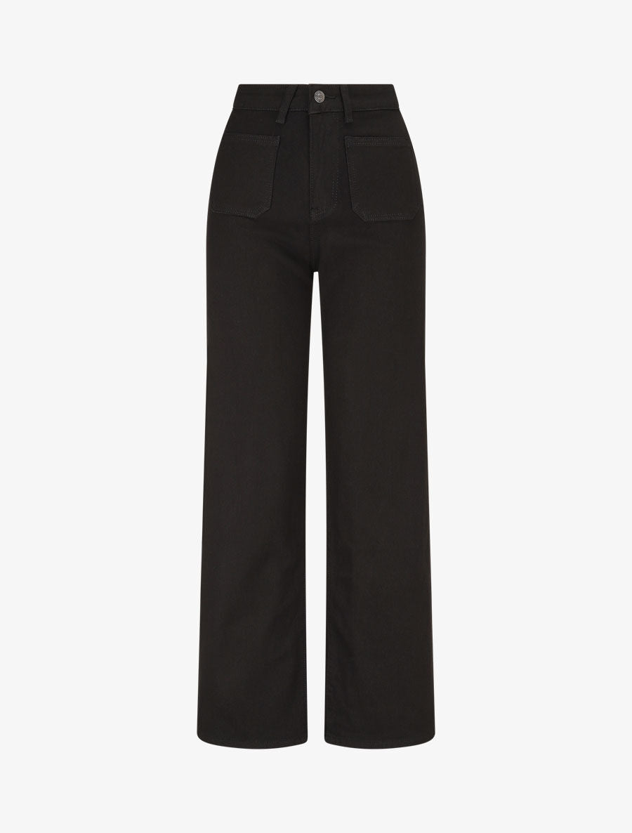 Jean wide leg uni coupe droite - Noir - 1