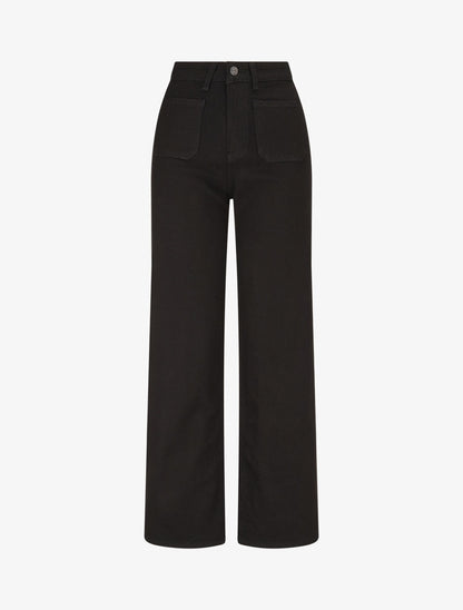 Jean wide leg uni coupe droite - Noir - 1