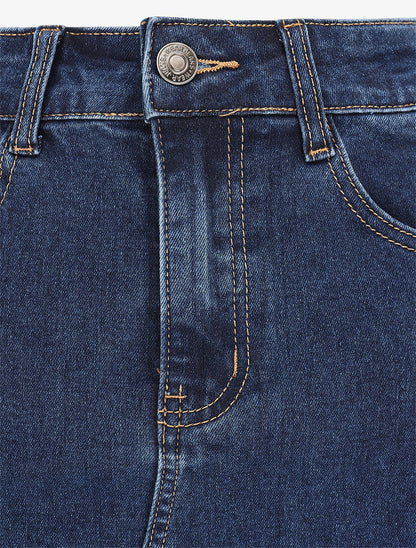 Jupe mi-longue à taille haute - Bleu - 3