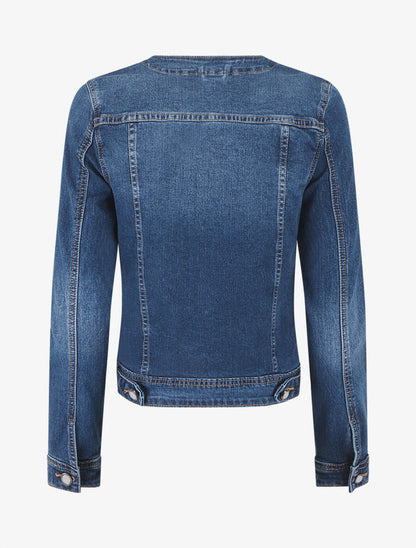 Veste en jean orné de perles et de strass - Bleu - 2