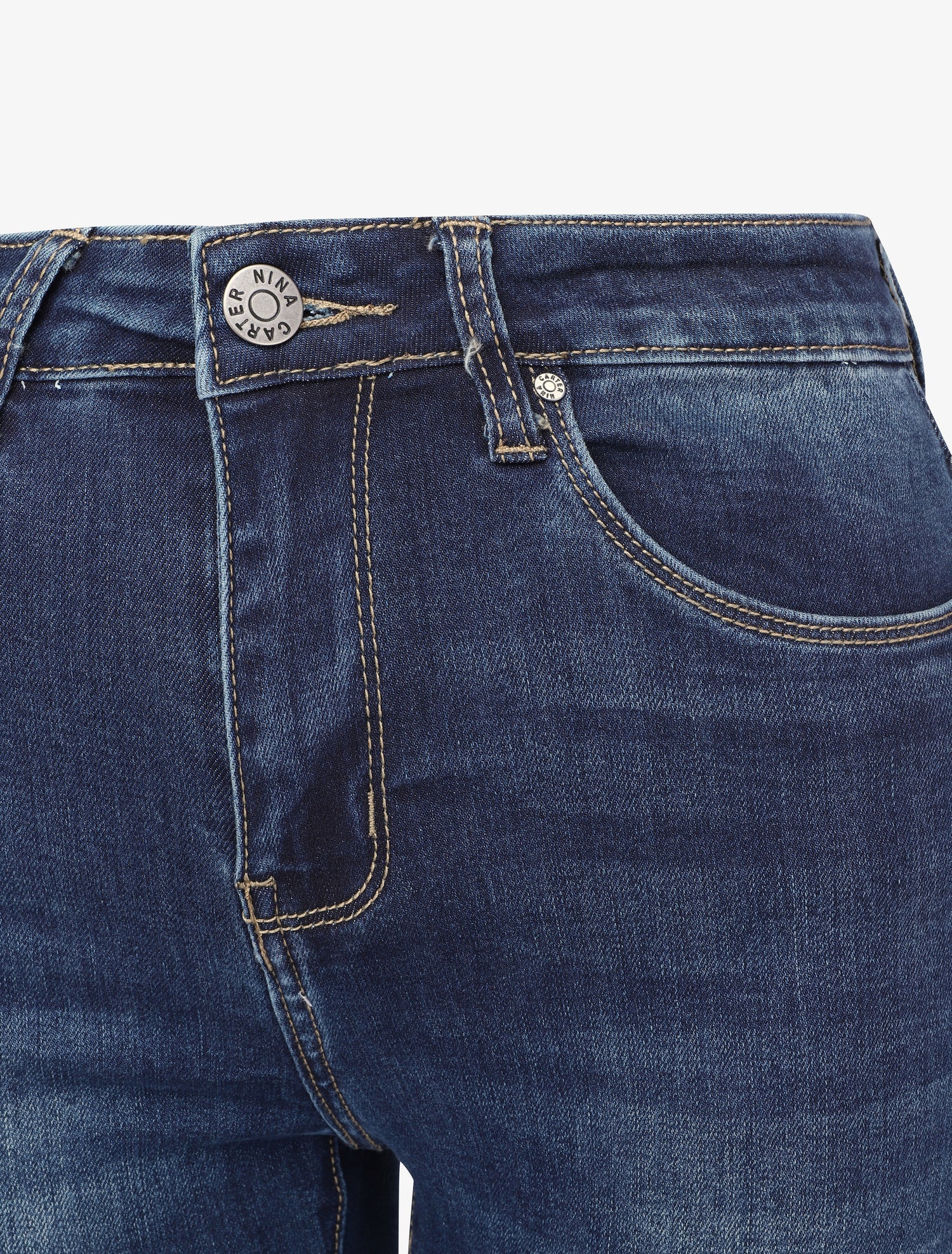 Jean skinny délavé à ourlet à retrousser - Bleu denim - 3