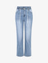 Jean droit taille haute élastiquée - Bleu - 4