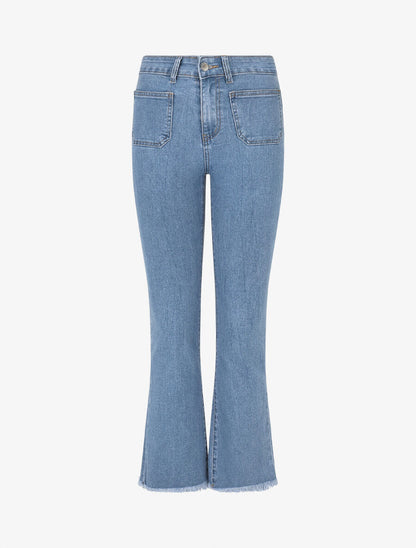 Jean flare taille standard poches plaquées - Bleu - 4