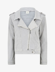 Veste en jean zippée - Gris - 1