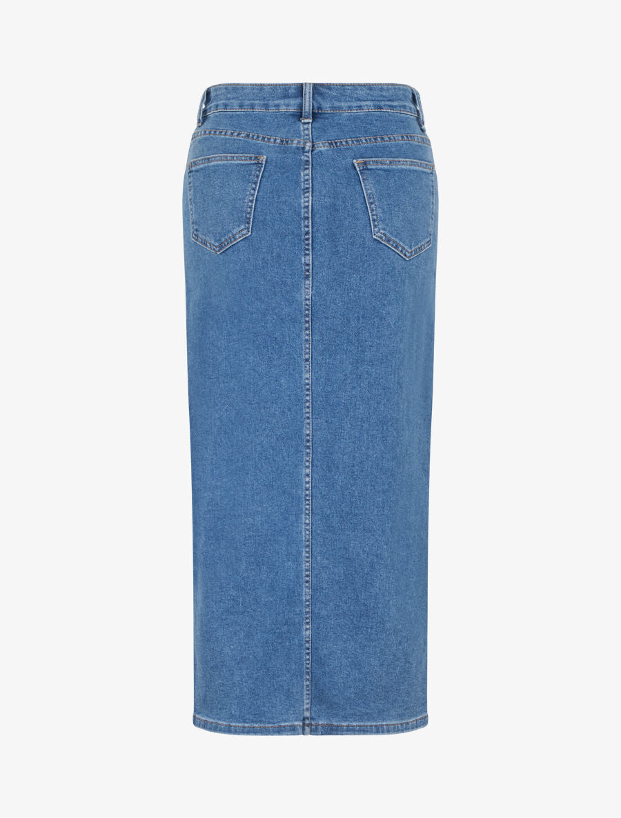 Jupe midi droite en jean - Bleu - 2