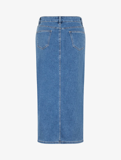 Jupe midi droite en jean - Bleu - 2