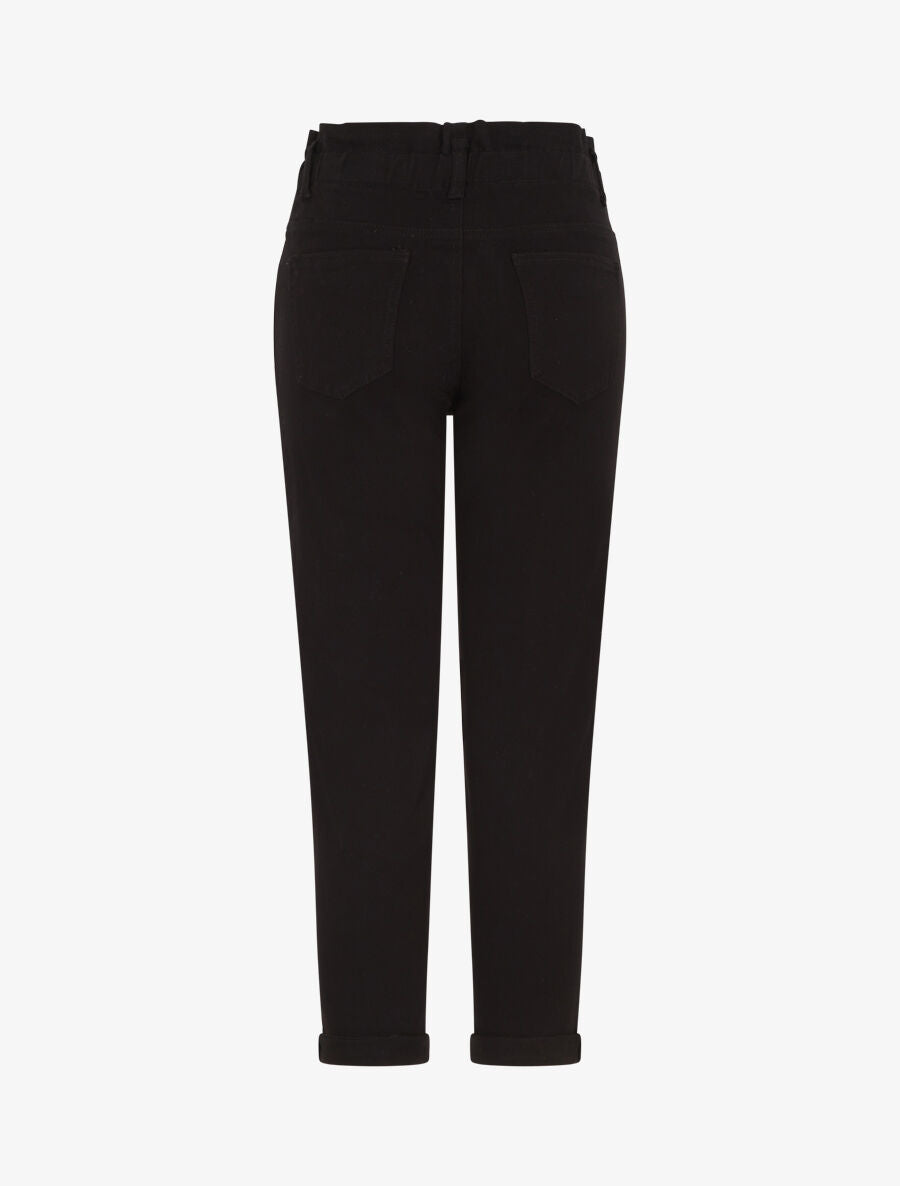 Jean mom taille haute froncée - Noir - 2