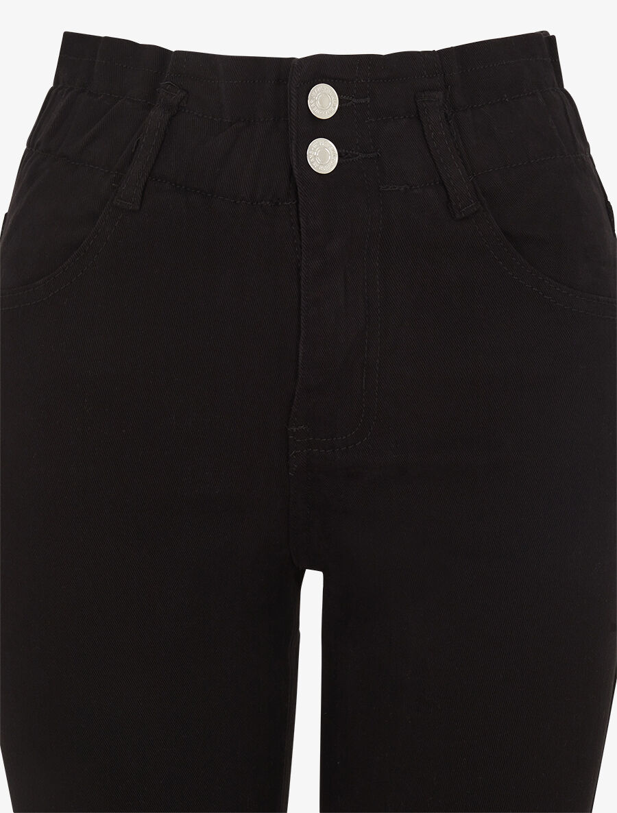 Jean mom taille haute froncée - Noir - 3