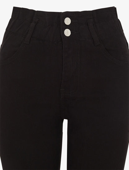 Jean mom taille haute froncée - Noir - 3