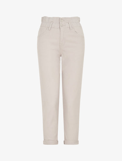 Jean mom taille haute froncée - Gris clair - 1