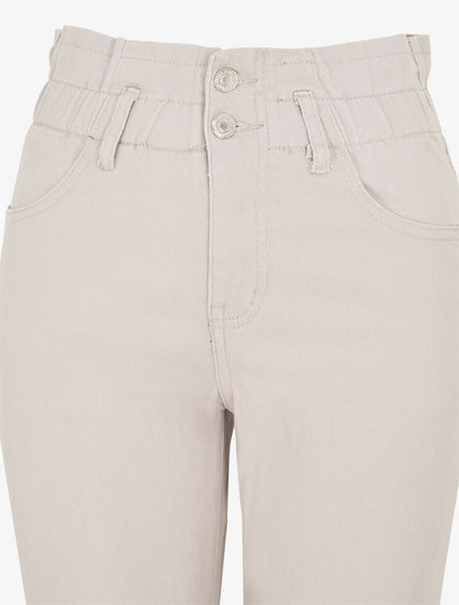 Jean mom taille haute froncée - Gris clair - 3