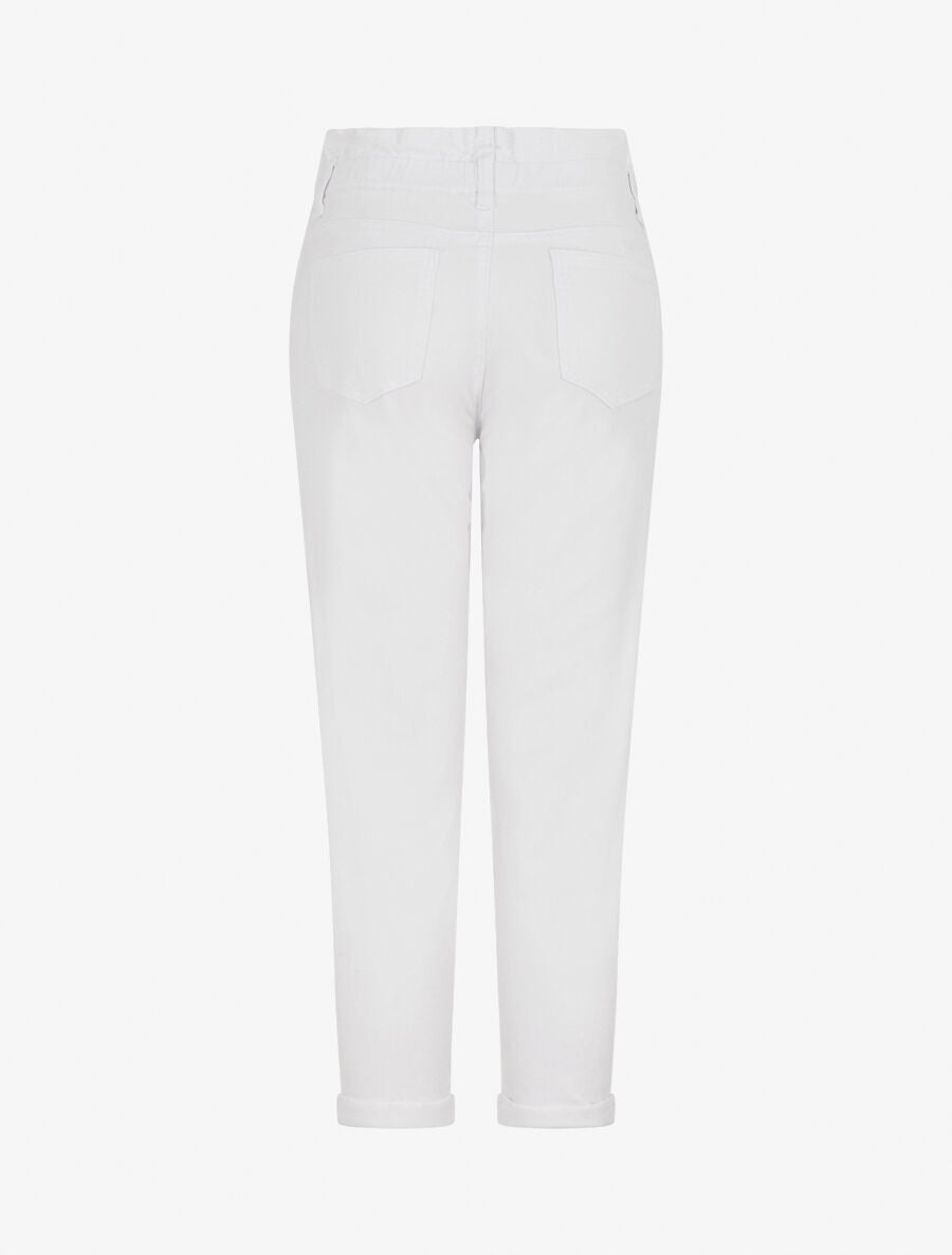 Jean mom taille haute froncée - Blanc - 2