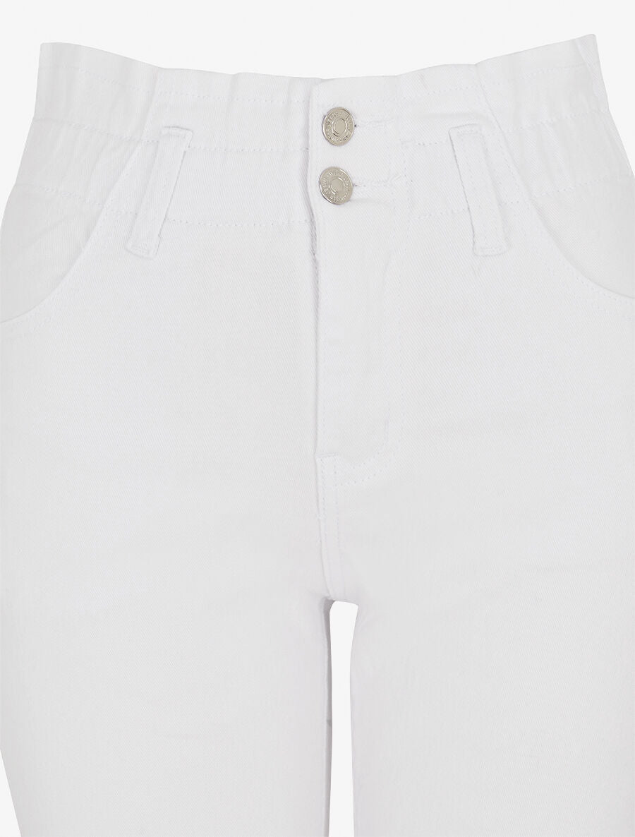 Jean mom taille haute froncée - Blanc - 3