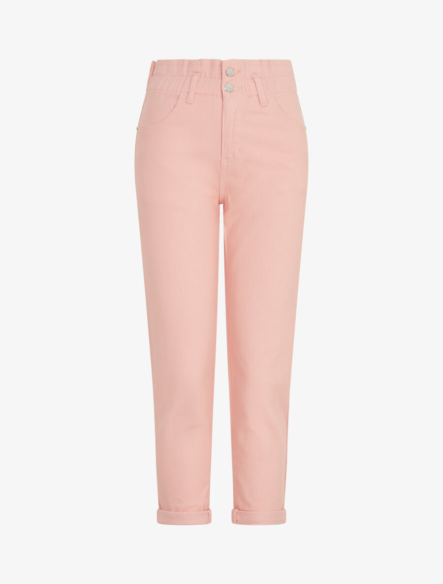 Jean mom taille haute froncée - Rose - 4