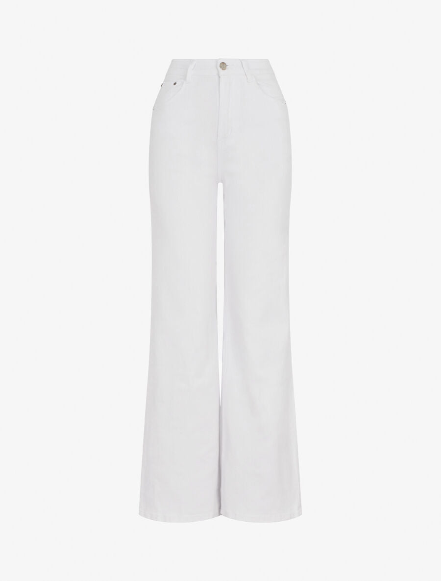 Jean coupe ample taille haute - Blanc - 1